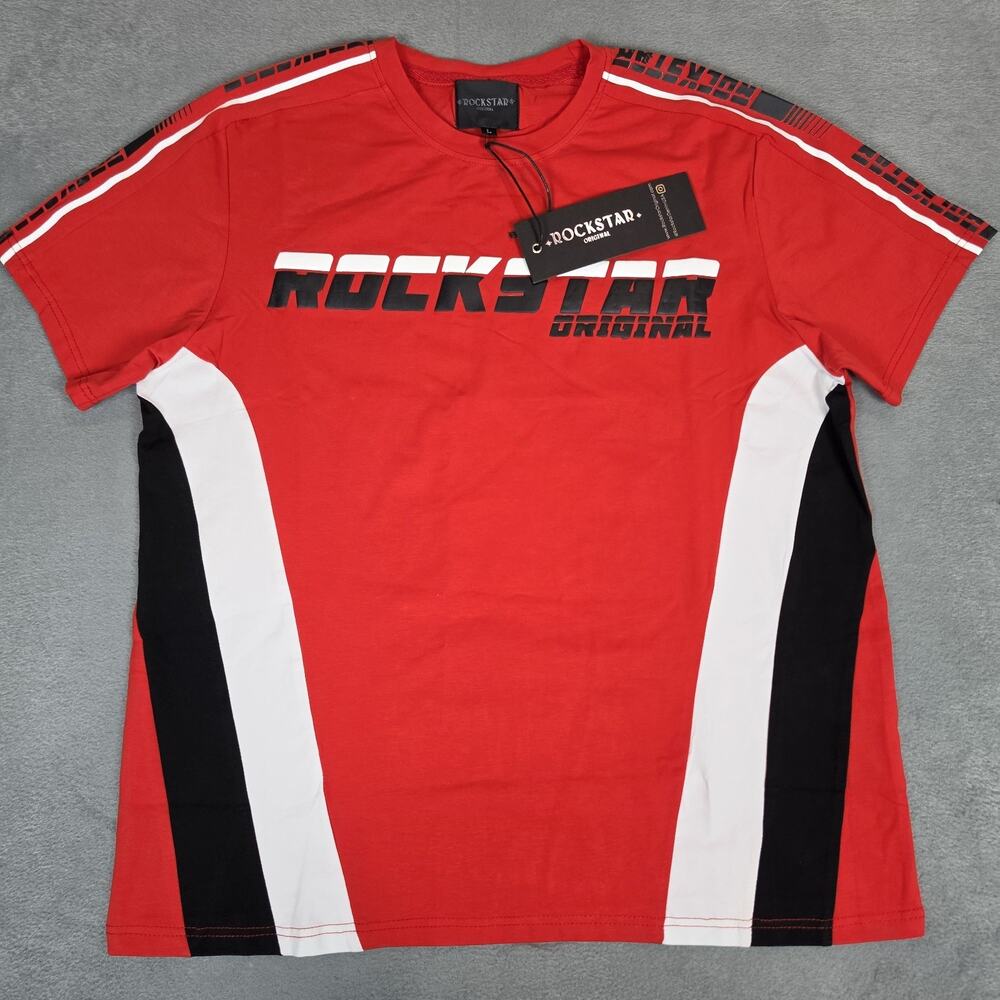 Rockstar Original T-Shirt Red Black White Graphic Logo Men's Size XL NWT Cotton